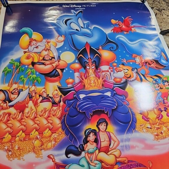 ALADDIN 2 Sided Movie Poster Original DS 27x41 One Sheet DISNEY Animation 1992 - Picture 8 of 13